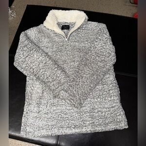 Women’s brand new grey warm sherpa quarter zip pullover sweater size medium